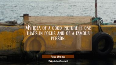My idea of a good picture is one that&#039;s in focus and of a famous person.