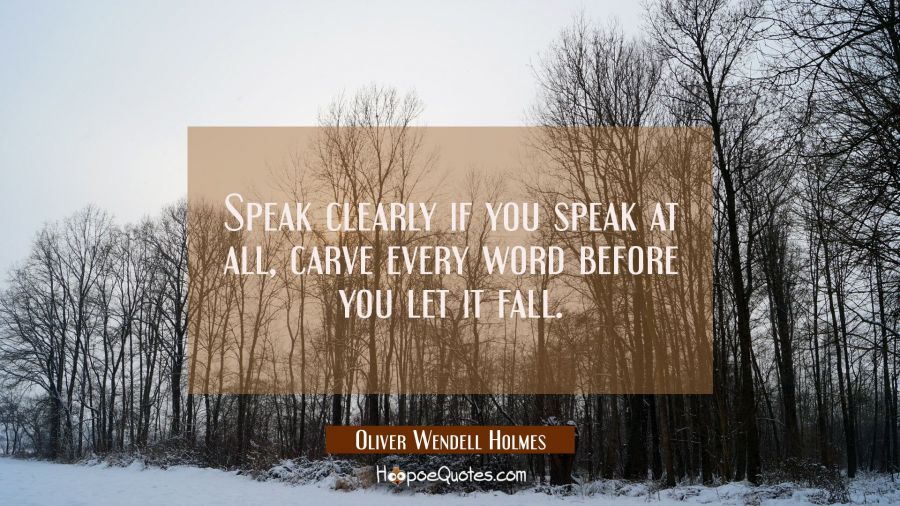 Speak clearly if you speak at all, carve every word before you let it fall. Oliver Wendell Holmes Quotes