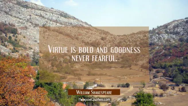 Virtue is bold and goodness never fearful.