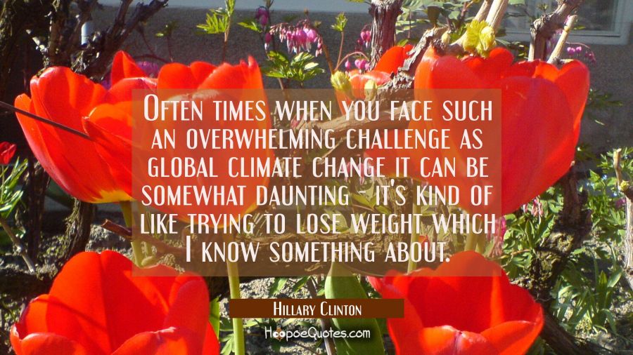 Often times when you face such an overwhelming challenge as global climate change it can be somewha Hillary Clinton Quotes