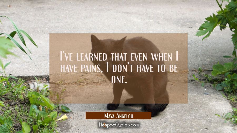 I&rsquo;ve learned that even when I have pains, I don&rsquo;t have to be one. Maya Angelou Quotes