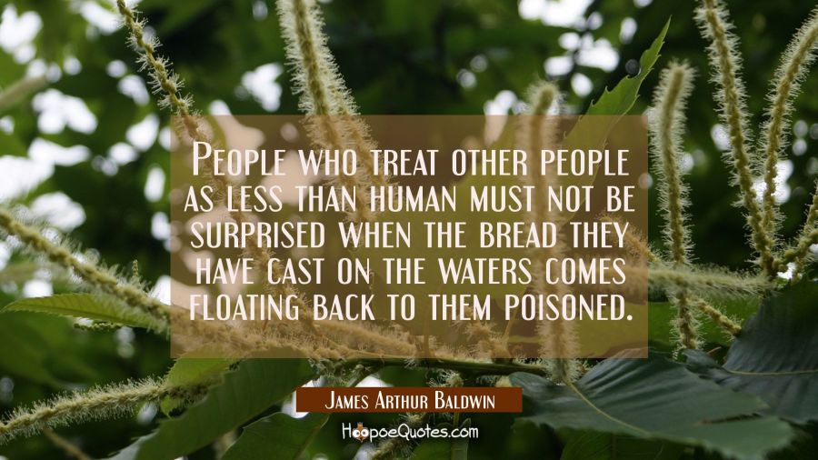 People who treat other people as less than human must not be surprised when the bread they have cas James Arthur Baldwin Quotes