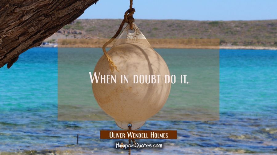 When in doubt do it. Oliver Wendell Holmes Quotes