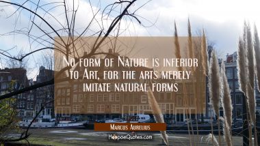 No form of Nature is inferior to Art, for the arts merely imitate natural forms