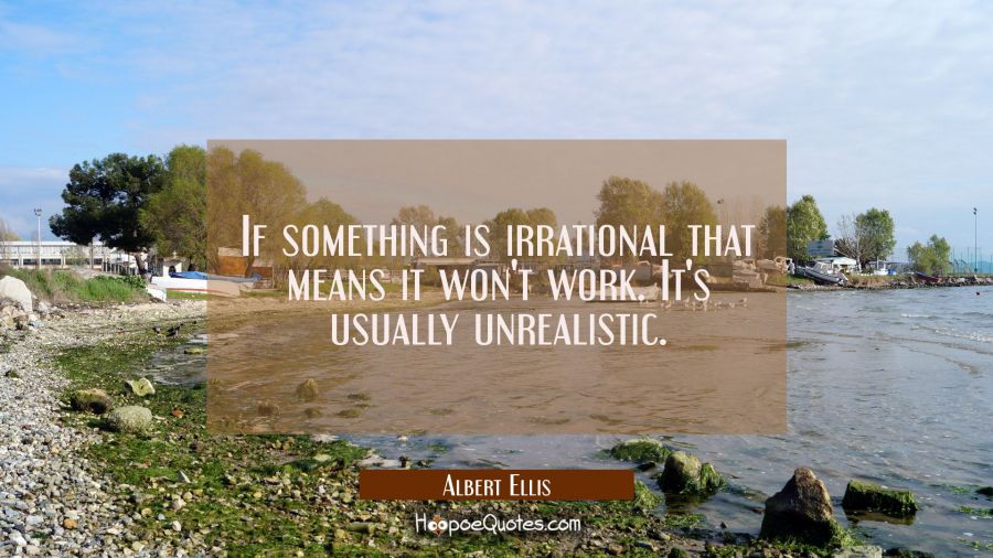 If something is irrational that means it won't work. It's usually unrealistic. Albert Ellis Quotes