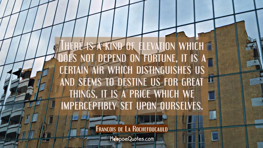 There is a kind of elevation which does not depend on fortune, it is a certain air which distinguis Francois de La Rochefoucauld Quotes
