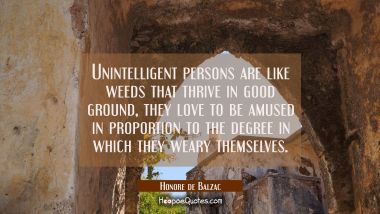 Unintelligent persons are like weeds that thrive in good ground, they love to be amused in proporti