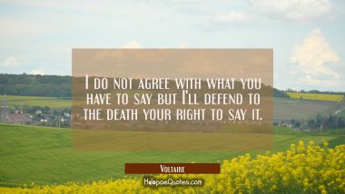 I do not agree with what you have to say but I&#039;ll defend to the death your right to say it.