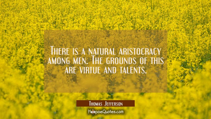 There is a natural aristocracy among men. The grounds of this are virtue and talents. Thomas Jefferson Quotes