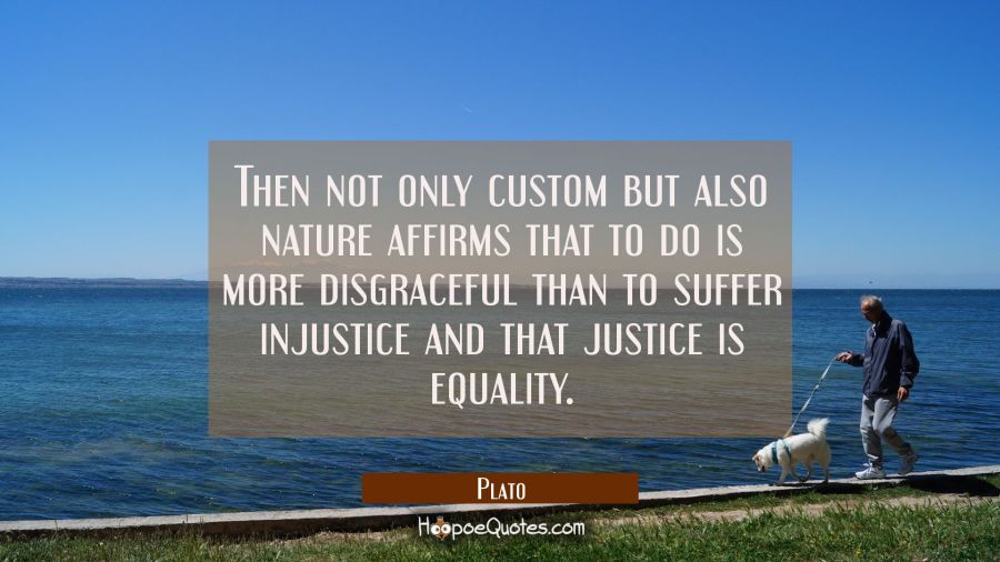 Then not only custom but also nature affirms that to do is more disgraceful than to suffer injustic Plato Quotes