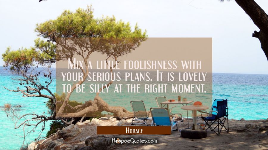 Mix a little foolishness with your serious plans. It is lovely to be silly at the right moment. Horace Quotes