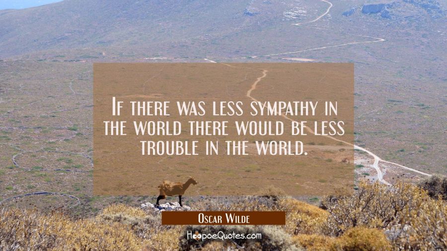 If there was less sympathy in the world there would be less trouble in the world. Oscar Wilde Quotes