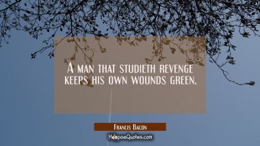 A man that studieth revenge keeps his own wounds green. Francis Bacon Quotes