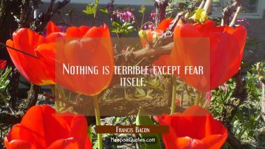 Nothing is terrible except fear itself.