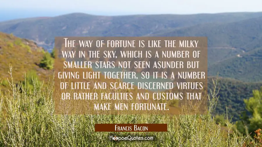 The way of fortune is like the milky way in the sky, which is a number of smaller stars not seen as Francis Bacon Quotes