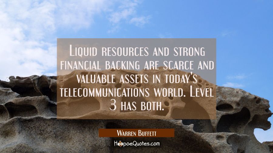 Liquid resources and strong financial backing are scarce and valuable assets in today's telecommuni Warren Buffett Quotes