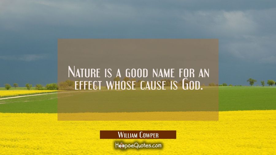 Nature is a good name for an effect whose cause is God. William Cowper Quotes