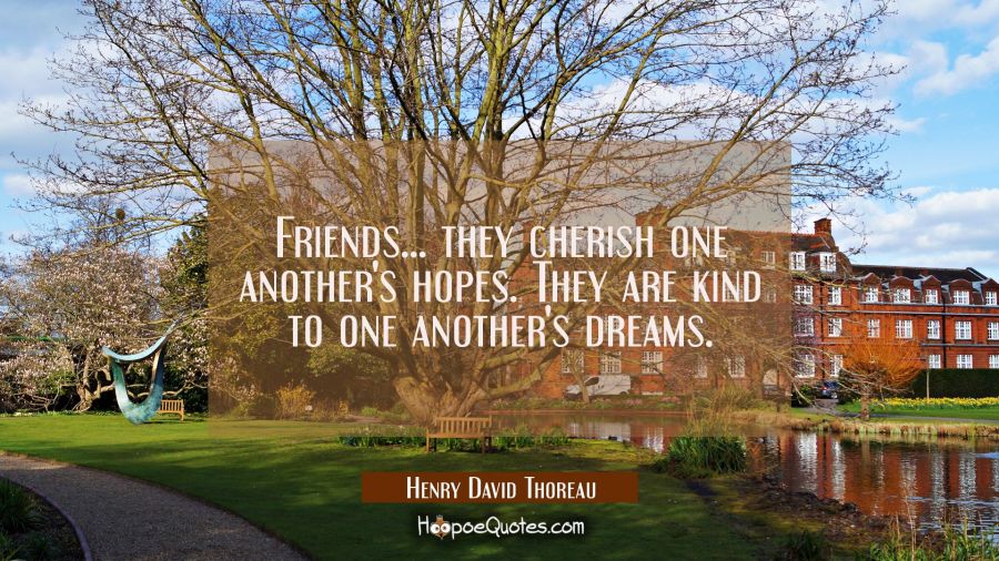Friends... they cherish one another's hopes. They are kind to one another's dreams. Henry David Thoreau Quotes