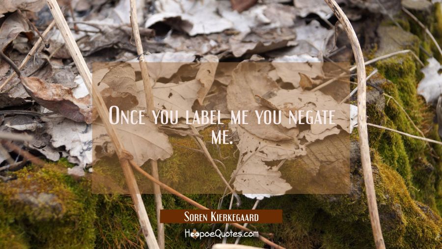 Once you label me you negate me. Soren Kierkegaard Quotes