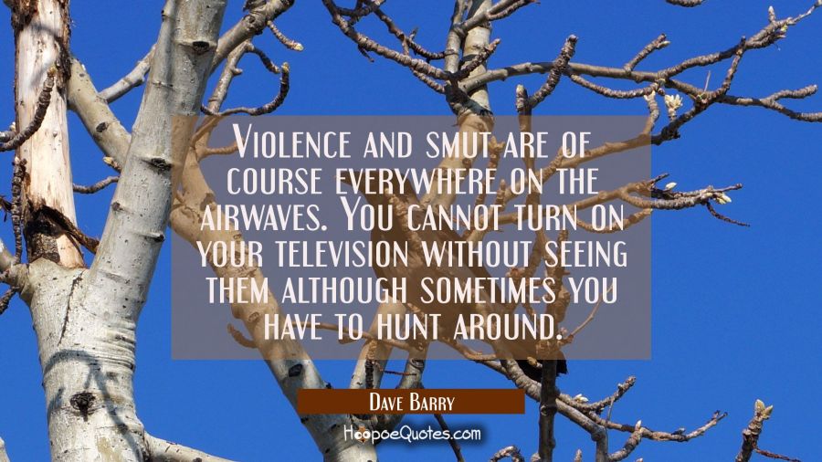 Violence and smut are of course everywhere on the airwaves. You cannot turn on your television with Dave Barry Quotes