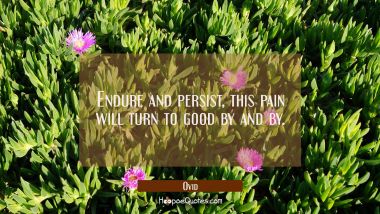 Endure and persist, this pain will turn to good by and by. Ovid Quotes