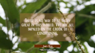 There is no way to be truly great in this world. We are all impaled on the crook of conditioning. James Dean Quotes