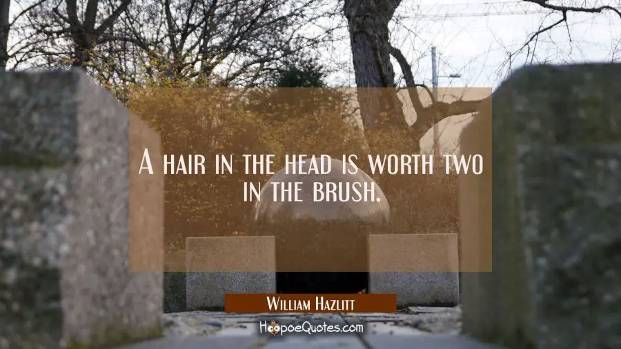 A hair in the head is worth two in the brush. William Hazlitt Quotes