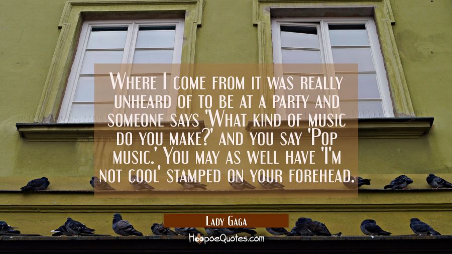 Where I come from it was really unheard of to be at a party and someone says 'What kind of music do Lady Gaga Quotes