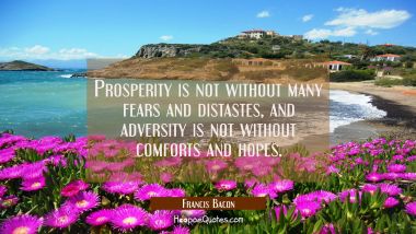 Prosperity is not without many fears and distastes, and adversity is not without comforts and hopes