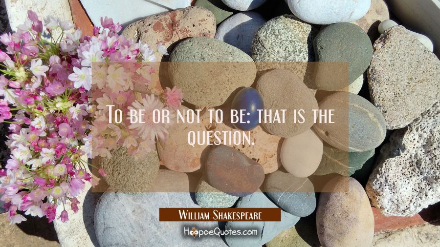 To be or not to be that is the question. William Shakespeare Quotes