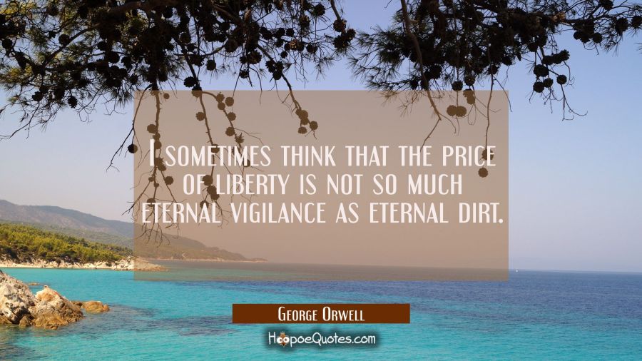 I sometimes think that the price of liberty is not so much eternal vigilance as eternal dirt. George Orwell Quotes
