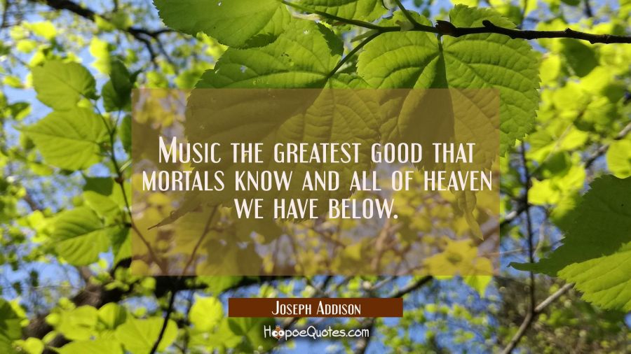 Music the greatest good that mortals know and all of heaven we have below. Joseph Addison Quotes