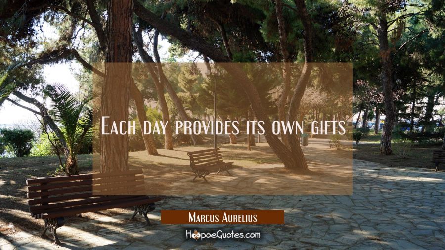 Each day provides its own gifts Marcus Aurelius Quotes