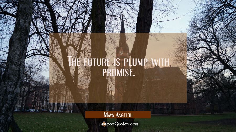 The future is plump with promise. Maya Angelou Quotes