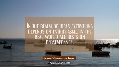In the realm of ideas everything depends on enthusiasm... in the real world all rests on perseveran