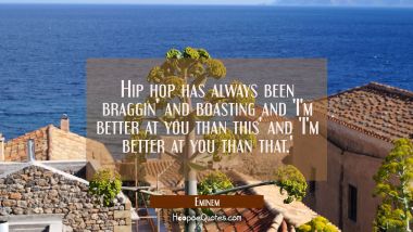 Hip hop has always been braggin&#039; and boasting and &#039;I&#039;m better at you than this&#039; and &#039;I&#039;m better at 