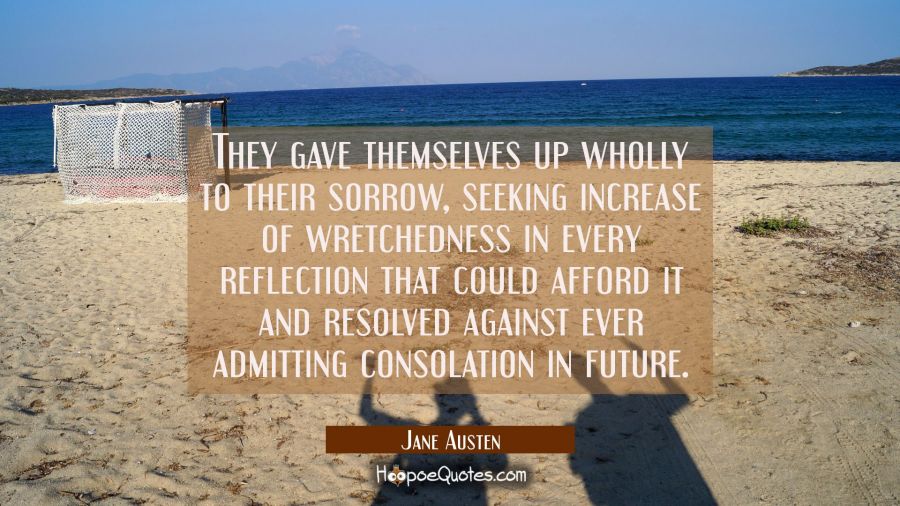 They gave themselves up wholly to their sorrow seeking increase of wretchedness in every reflection Jane Austen Quotes