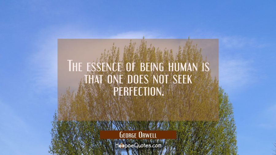 The essence of being human is that one does not seek perfection. George Orwell Quotes
