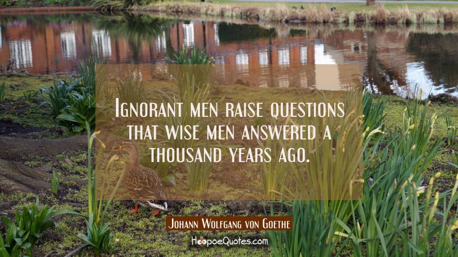 Ignorant men raise questions that wise men answered a thousand years ago. Johann Wolfgang von Goethe Quotes