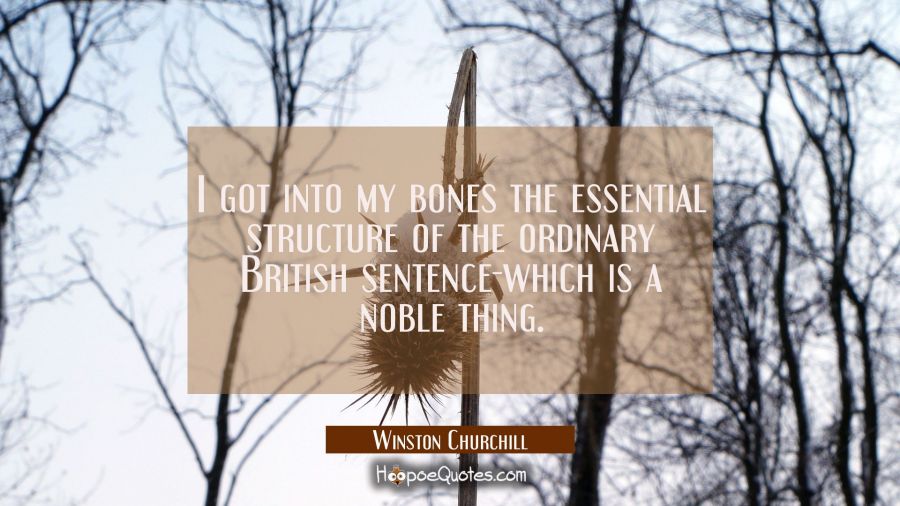 I got into my bones the essential structure of the ordinary British sentence-which is a noble thing Winston Churchill Quotes