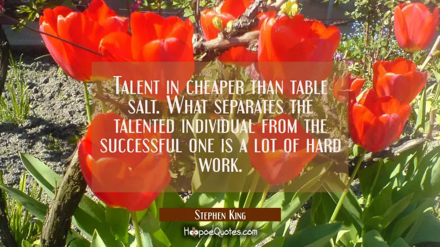 Talent in cheaper than table salt. What separates the talented individual from the successful one i Stephen King Quotes