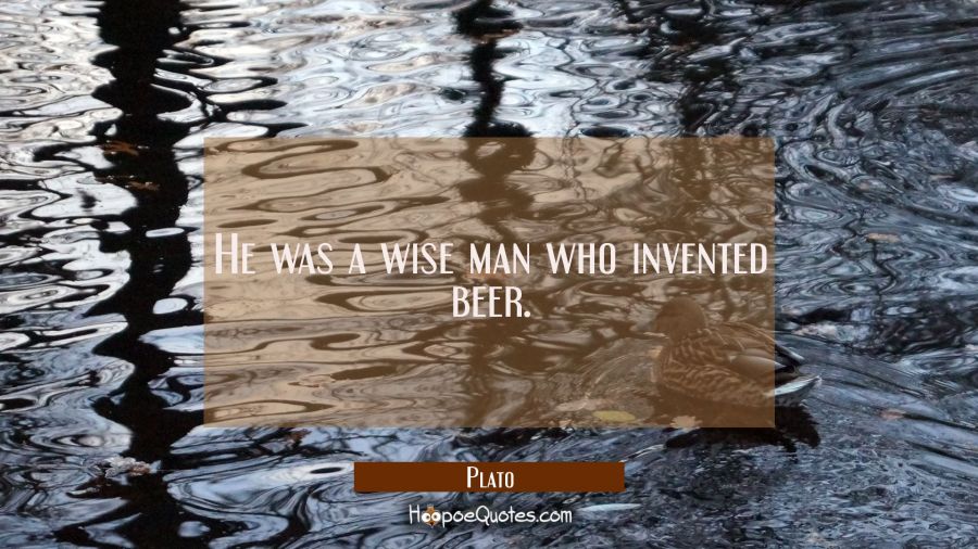 He was a wise man who invented beer. Plato Quotes
