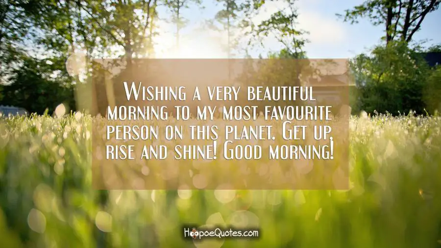 Wishing a very beautiful morning to my most favourite person on this planet. Get up, rise and shine! Good morning! Good Morning Quotes