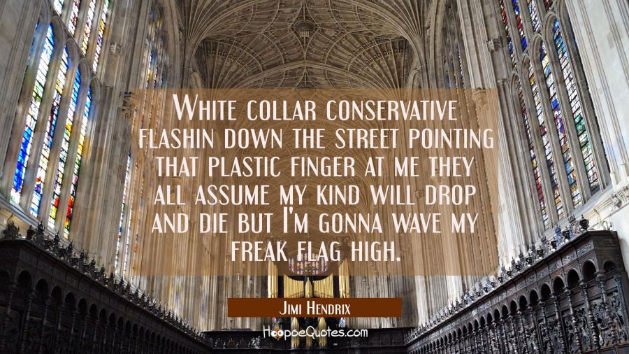 White collar conservative flashin down the street pointing that plastic finger at me they all assum Jimi Hendrix Quotes