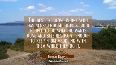 The best executive is one who has sense enough to pick good people to do what he wants done and sel