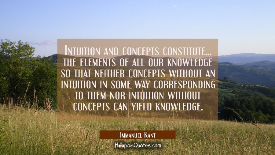 Intuition and concepts constitute... the elements of all our knowledge so that neither concepts wit Immanuel Kant Quotes