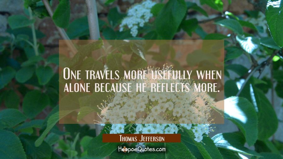 One travels more usefully when alone because he reflects more. Thomas Jefferson Quotes