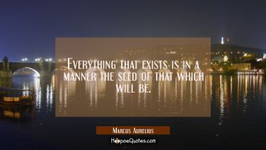 Everything that exists is in a manner the seed of that which will be.