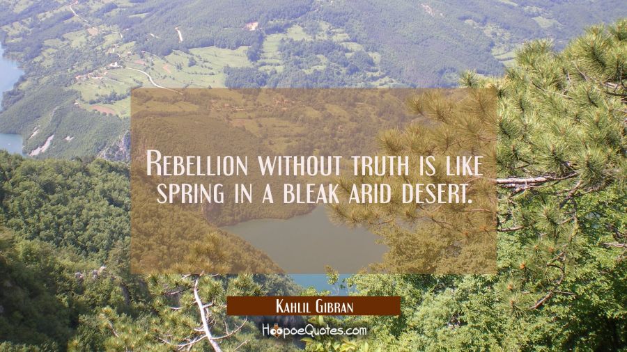 Rebellion without truth is like spring in a bleak arid desert. Kahlil Gibran Quotes