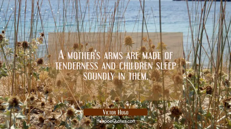 A mother&#039;s arms are made of tenderness and children sleep soundly in them. Victor Hugo Quotes